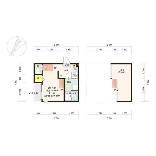 苦竹駅 徒歩7分 2階の物件間取画像