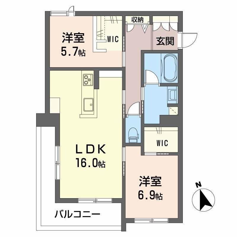 六丁の目駅 徒歩14分 3階の物件間取画像