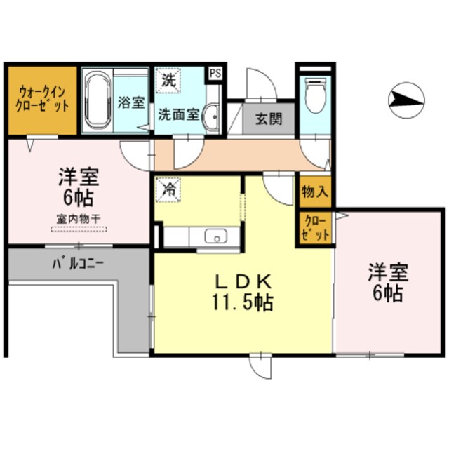 園田駅 徒歩16分 2階の物件間取画像