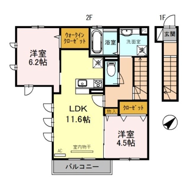 月見山駅 徒歩3分 2階の物件間取画像