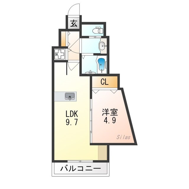 西元町駅 徒歩2分 8階の物件間取画像