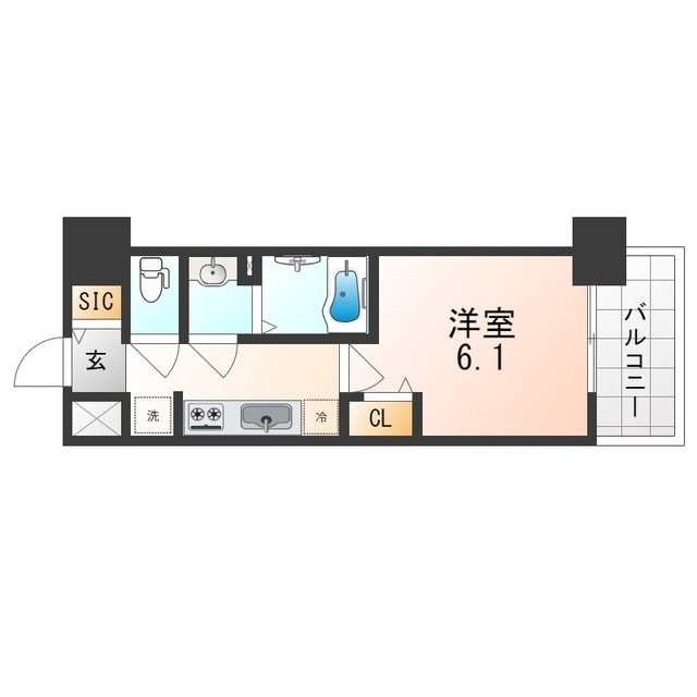 長田駅 徒歩5分 9階の物件間取画像