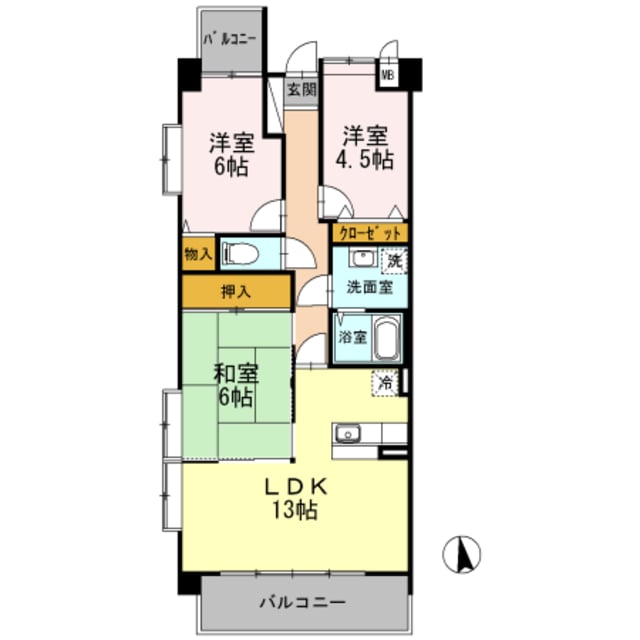 プラザハイツ二ツ屋　C棟の物件間取画像