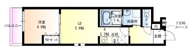 香櫨園駅 徒歩5分 2階の物件間取画像