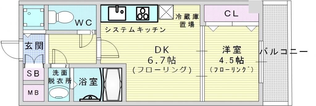 ONE ROOF FLAT FUKUSHIMAの物件間取画像