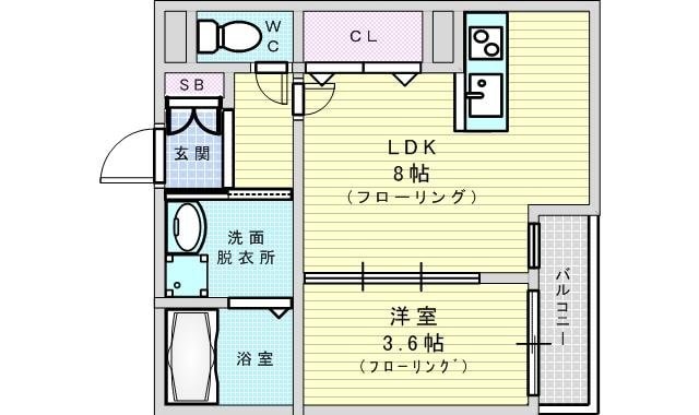 プライムコート豊津の物件間取画像