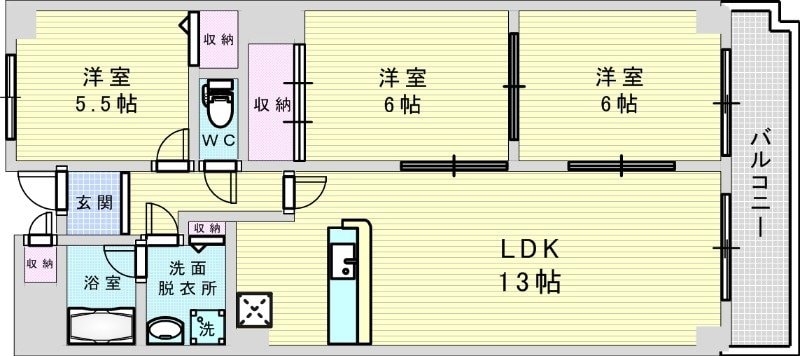 フェルザ南茨木(旧:ラルジュ・リュミエール)の物件間取画像