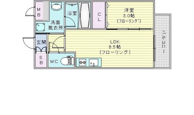 Fortuney江坂1の物件間取画像