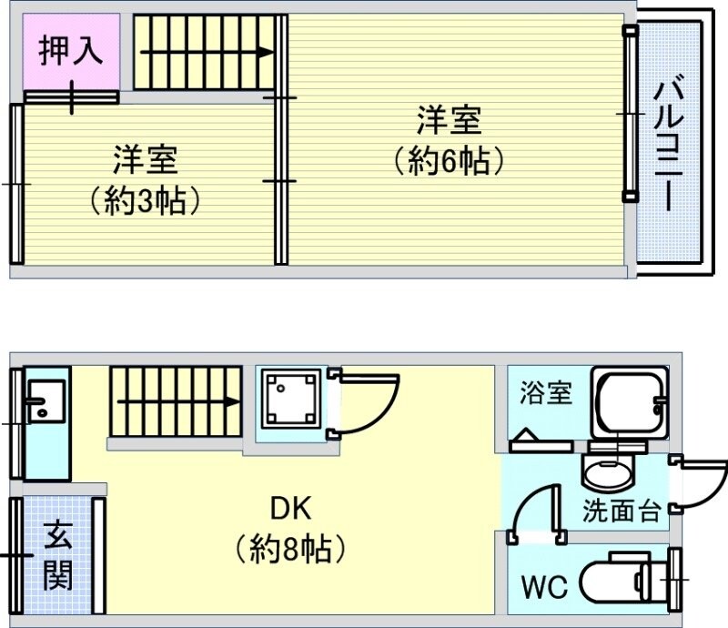 岡町南3丁目テラスの物件間取画像