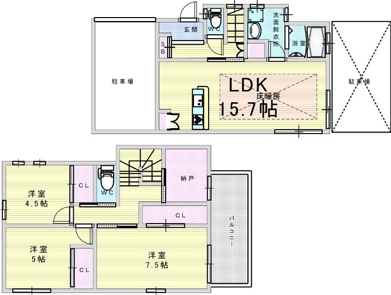 千里山東A号棟の物件間取画像