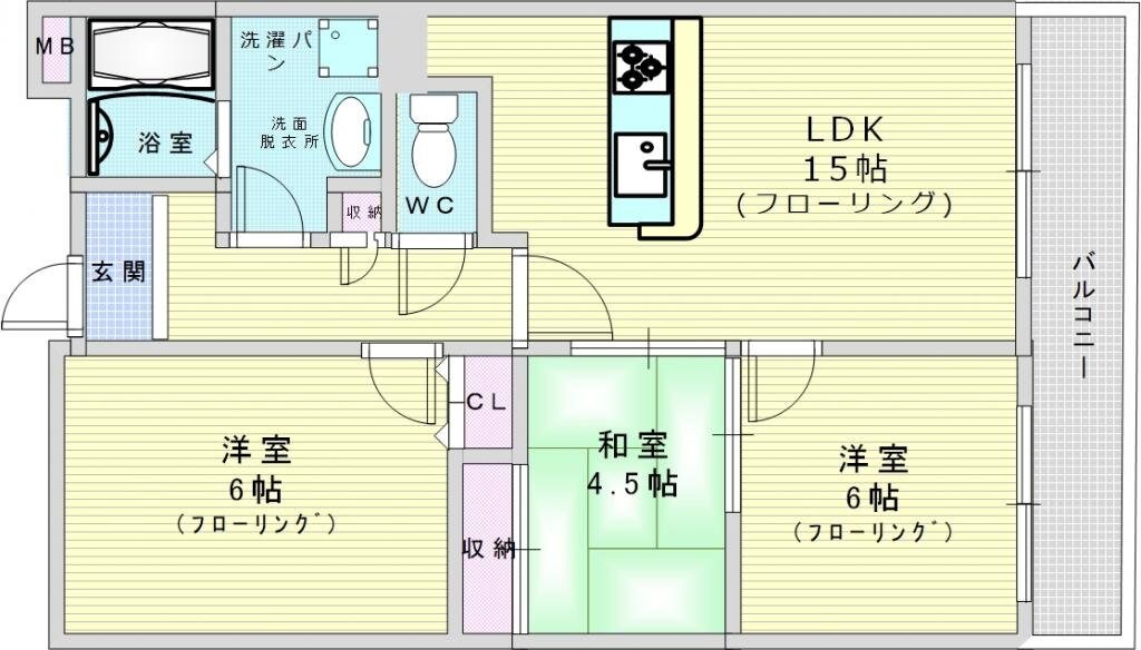 グリーンテラス福島の物件間取画像