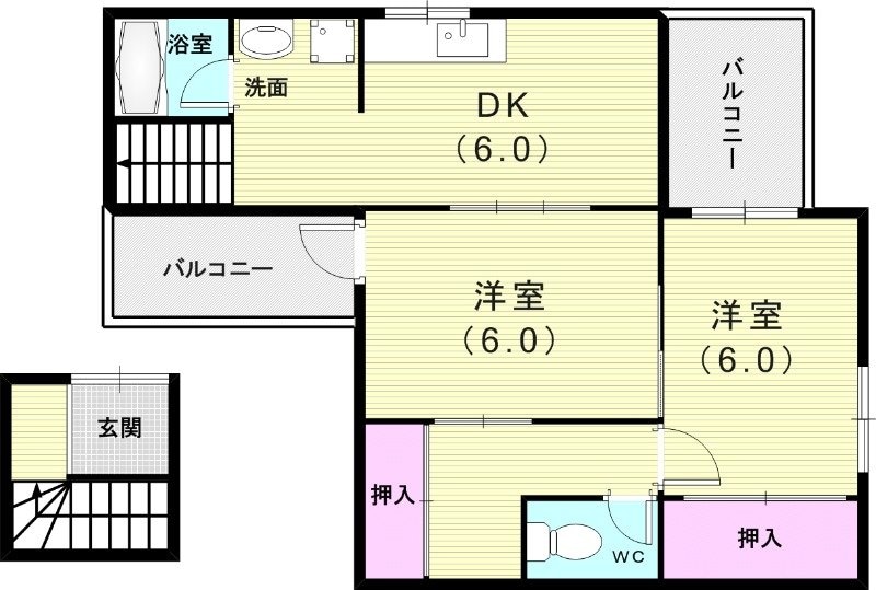 庄内貸家Ⅱ⑦の物件間取画像