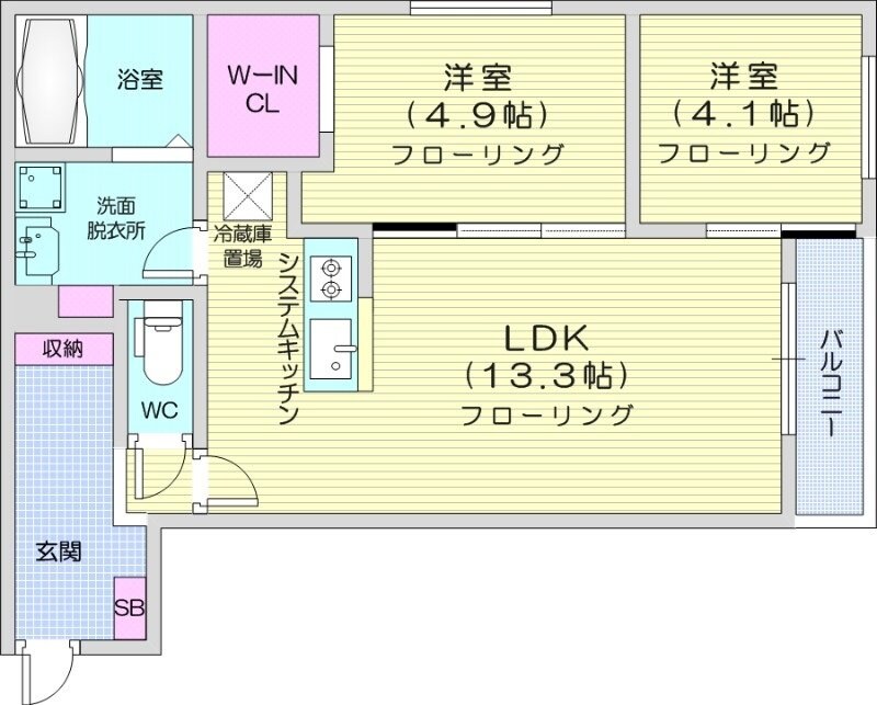 菊水駅 徒歩13分 3階の物件間取画像