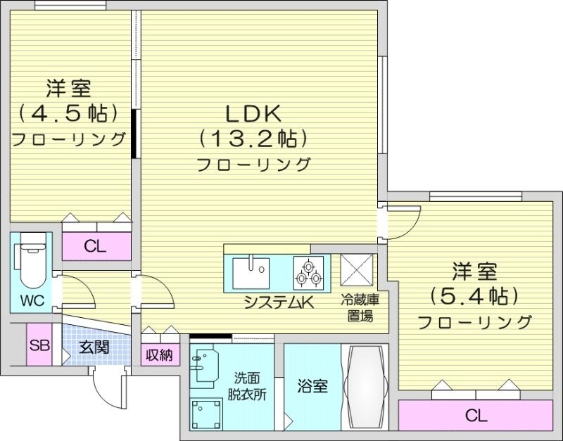 豊平公園駅 徒歩2分 4階の物件間取画像