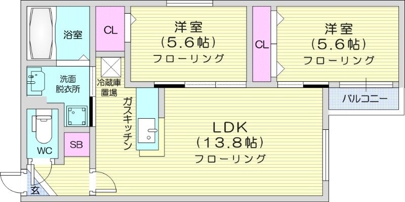 北１８条駅 徒歩7分 4階の物件間取画像