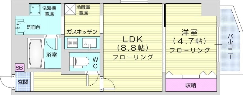 北１２条駅 徒歩6分 8階の物件間取画像