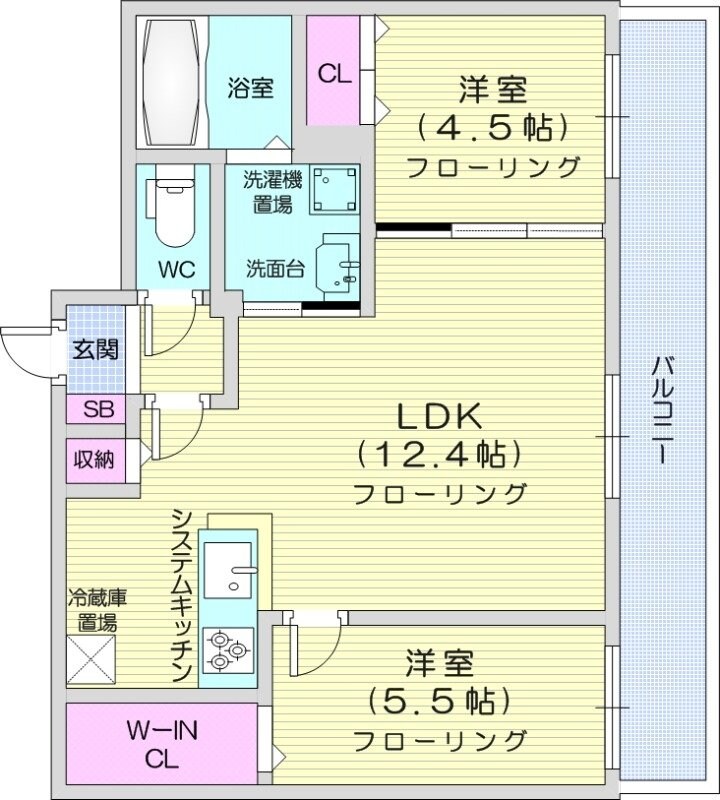 北１８条駅 徒歩6分 1階の物件間取画像