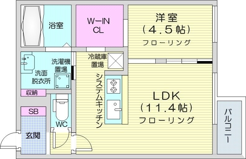 月寒中央駅 徒歩10分 1階の物件間取画像