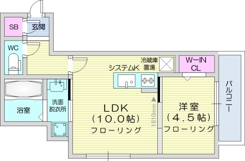 麻生駅 徒歩1分 4階の物件間取画像