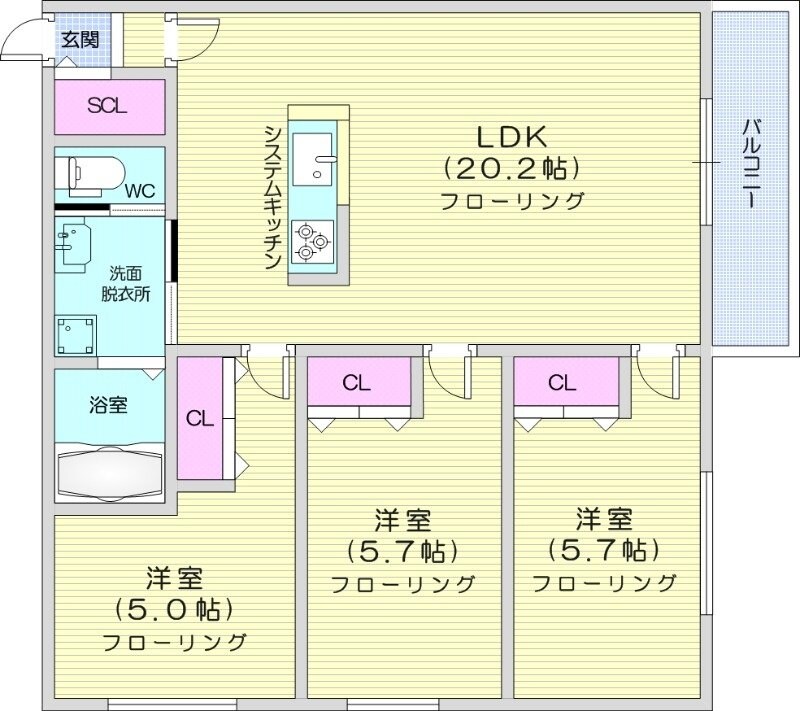 南郷１３丁目駅 徒歩4分 4階の物件間取画像