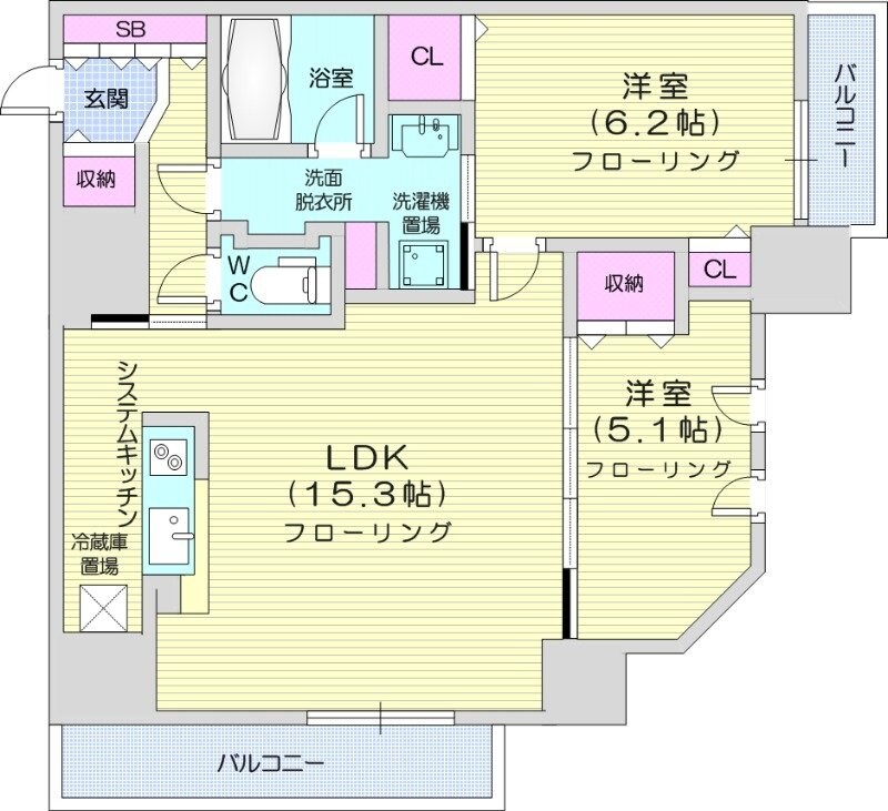 北広島駅 徒歩4分 5階の物件間取画像