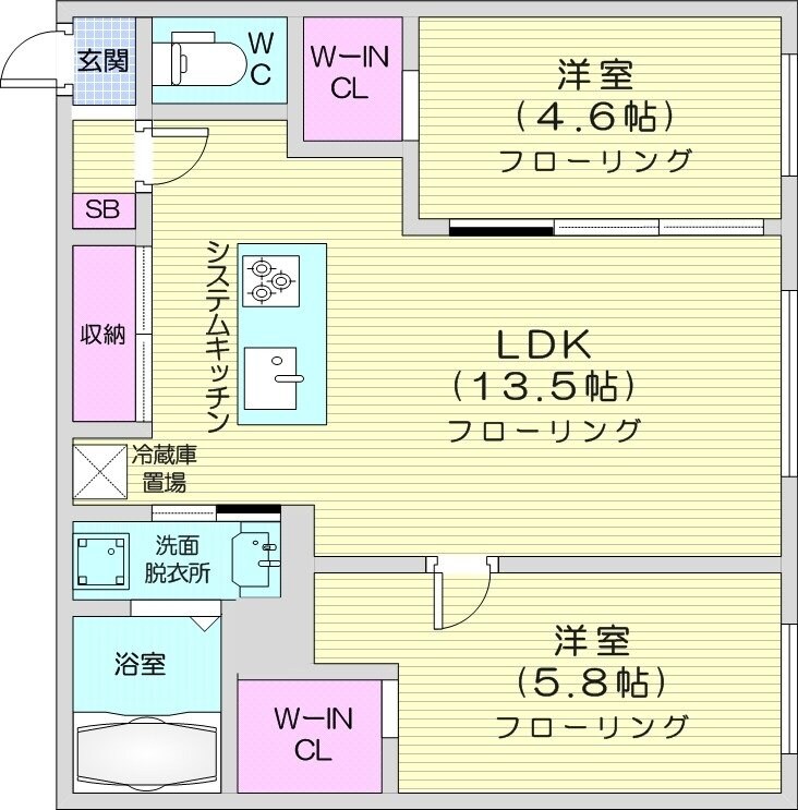 南郷７丁目駅 徒歩13分 4階の物件間取画像