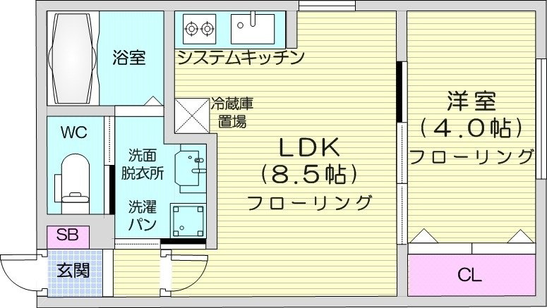 白石駅 徒歩3分 4階の物件間取画像