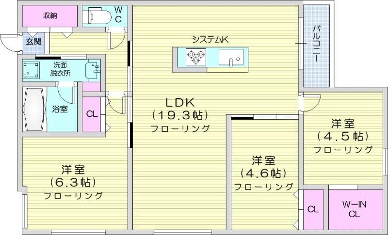 中島公園駅 徒歩19分 3階の物件間取画像