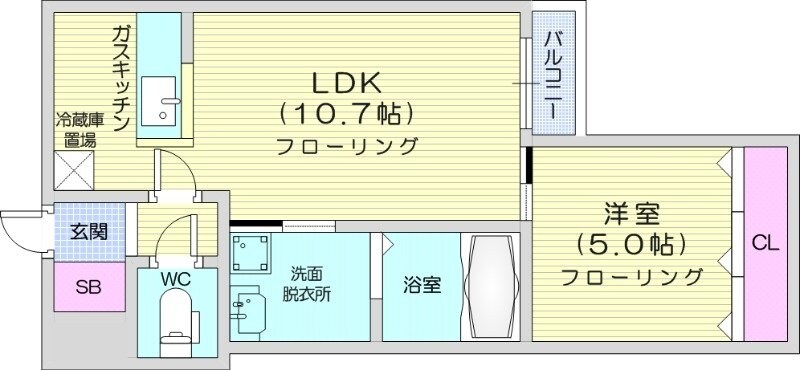 北３４条駅 徒歩5分 3階の物件間取画像