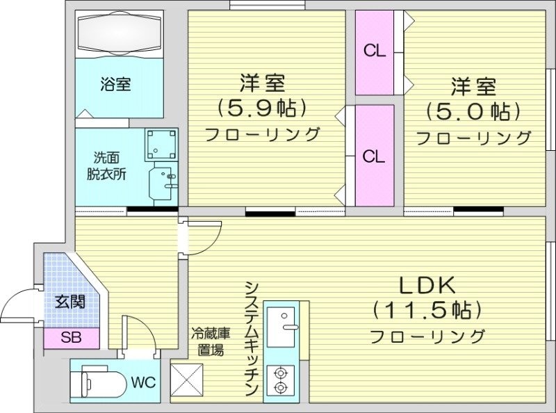 中の島駅 徒歩7分 2階の物件間取画像