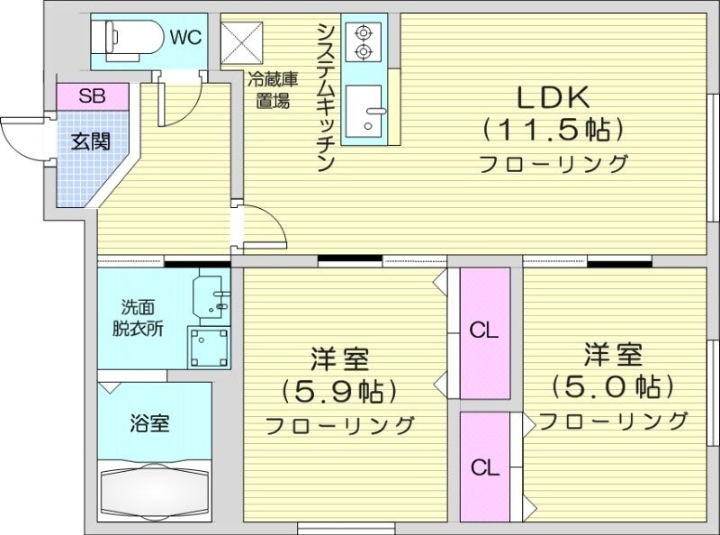 中の島駅 徒歩7分 3階の物件間取画像