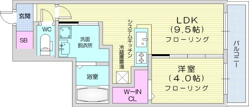 北１３条東駅 徒歩1分 4階の物件間取画像