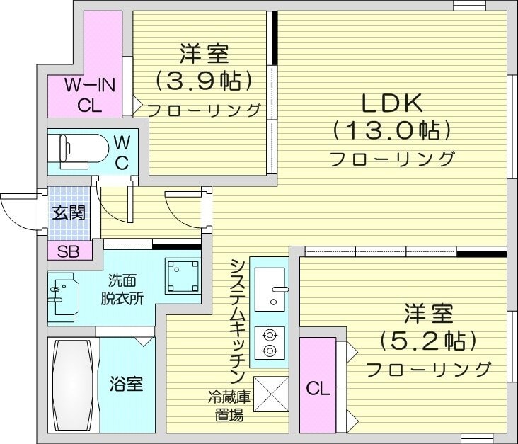 北２４条駅 徒歩5分 3階の物件間取画像