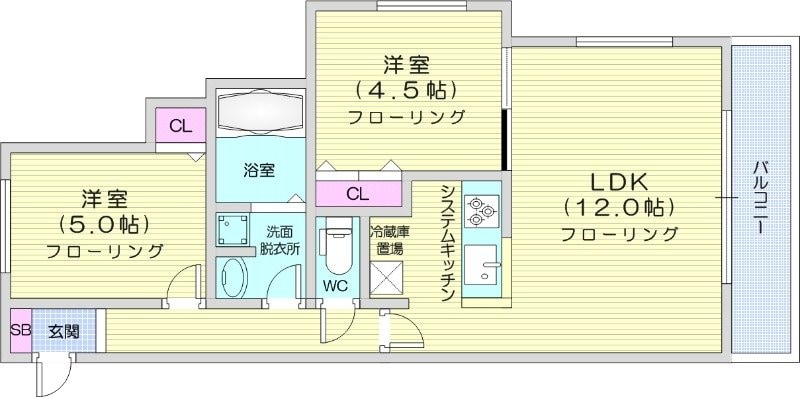 西１８丁目駅 徒歩6分 5階の物件間取画像