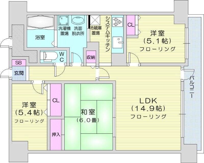 西２８丁目駅 徒歩9分 4階の物件間取画像