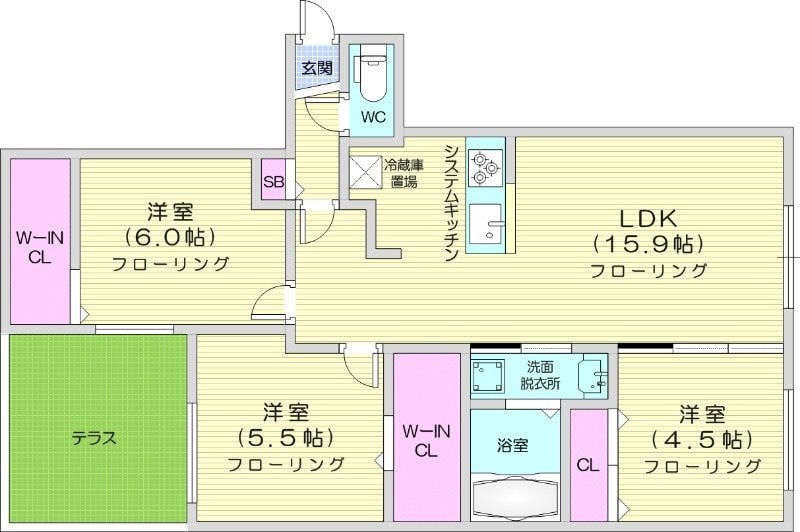 宮の沢駅 徒歩6分 1階の物件間取画像