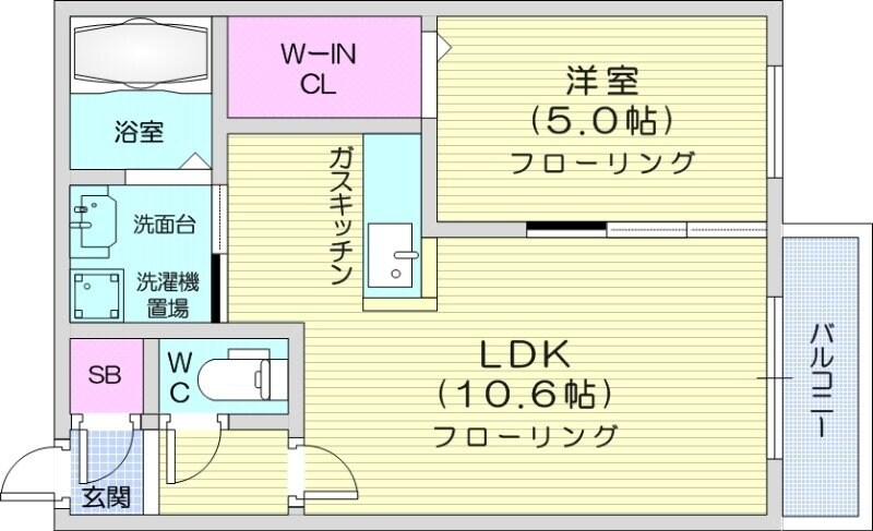 北３４条駅 徒歩1分 3階の物件間取画像