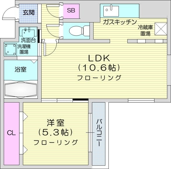 北３４条駅 徒歩3分 3階の物件間取画像