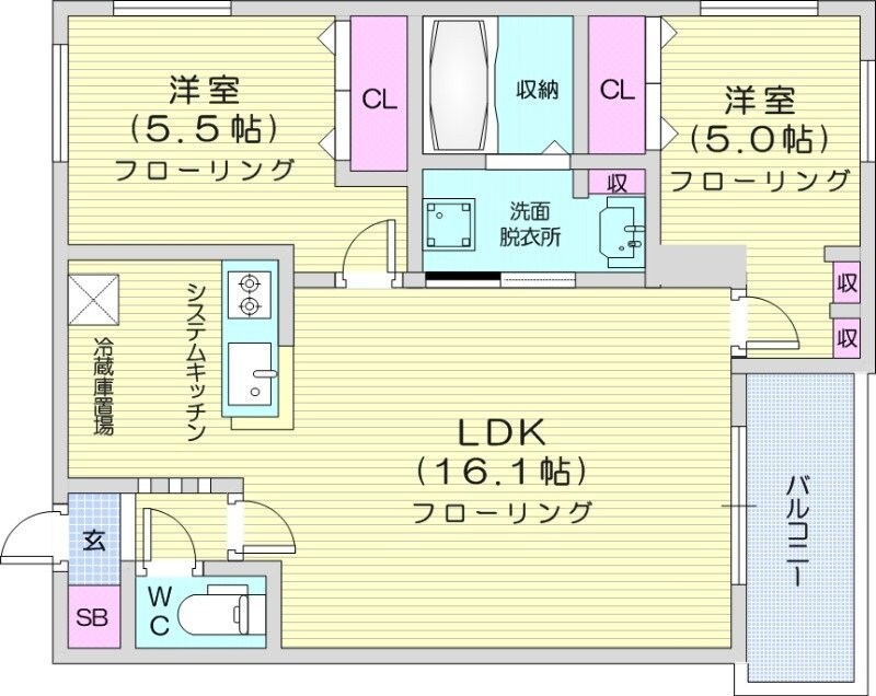 北２４条駅 徒歩12分 4階の物件間取画像