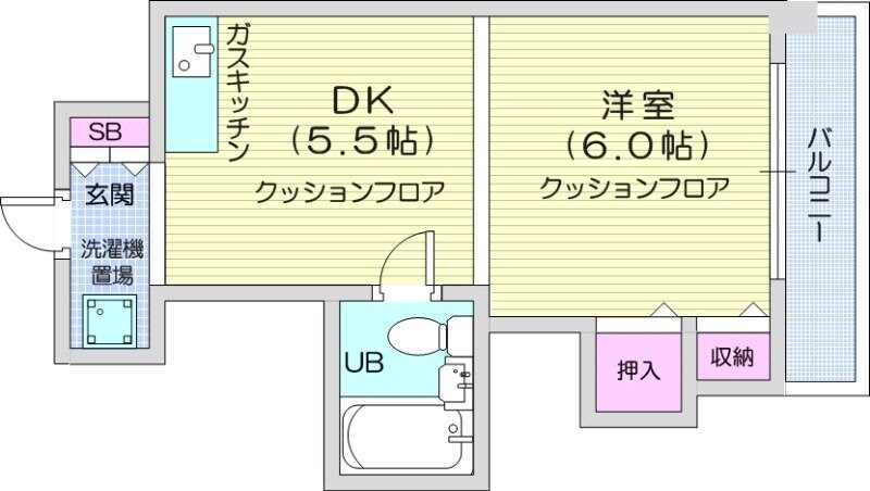 バスセンター前駅 徒歩4分 6階の物件間取画像