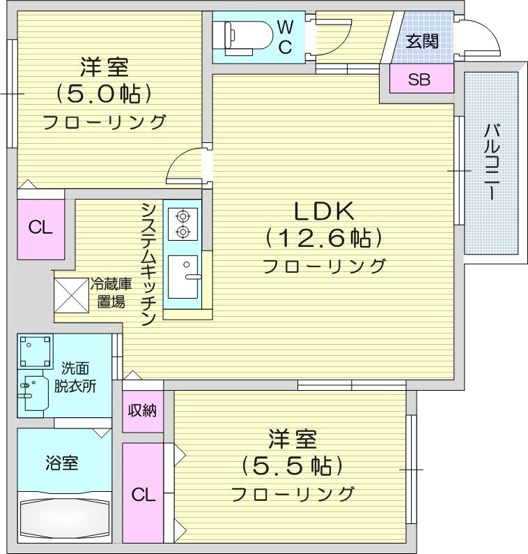 Encore北27条の物件間取画像