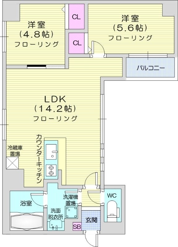 バスセンター前駅 徒歩5分 4階の物件間取画像