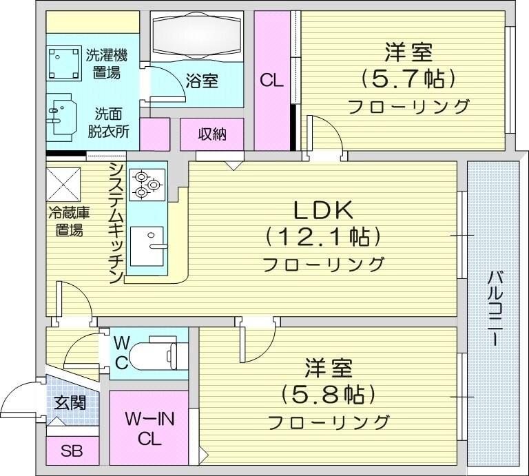 南郷１３丁目駅 徒歩8分 2階の物件間取画像