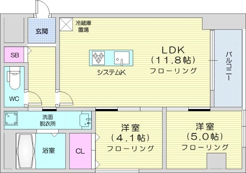 真駒内駅 徒歩27分 4階の物件間取画像