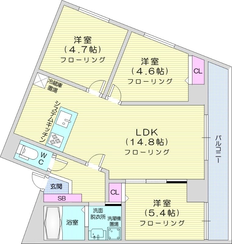 真駒内駅 徒歩27分 4階の物件間取画像