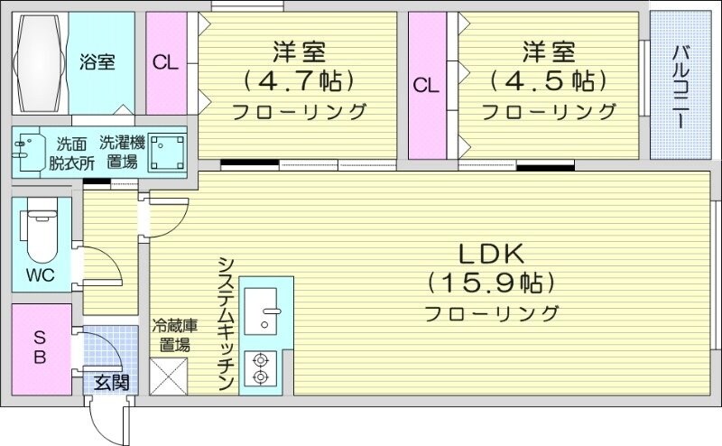 豊平公園駅 徒歩5分 2階の物件間取画像