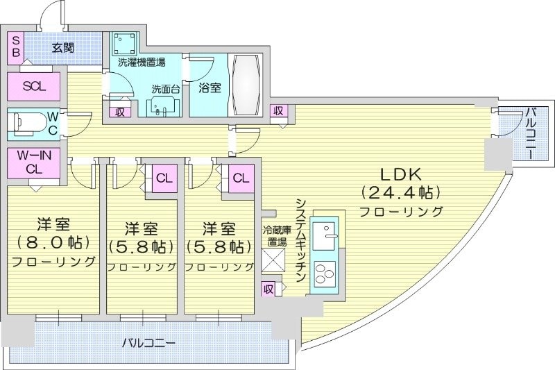 札幌駅 徒歩2分 19階の物件間取画像