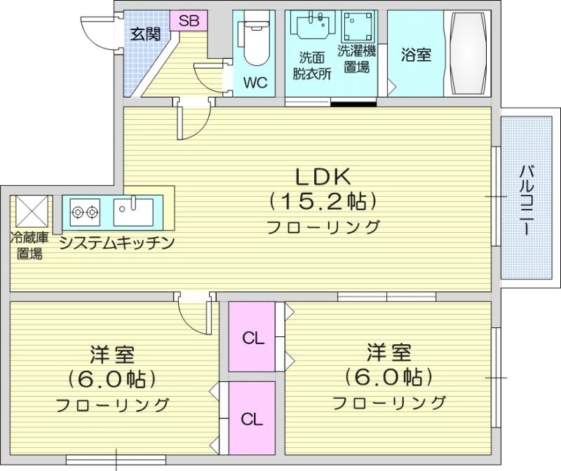 新道東駅 徒歩14分 4階の物件間取画像