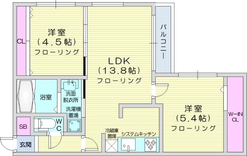 中島公園駅 徒歩18分 5階の物件間取画像