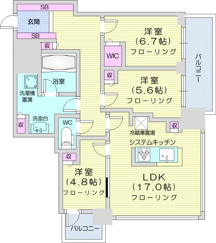 札幌駅 徒歩2分 29階の物件間取画像